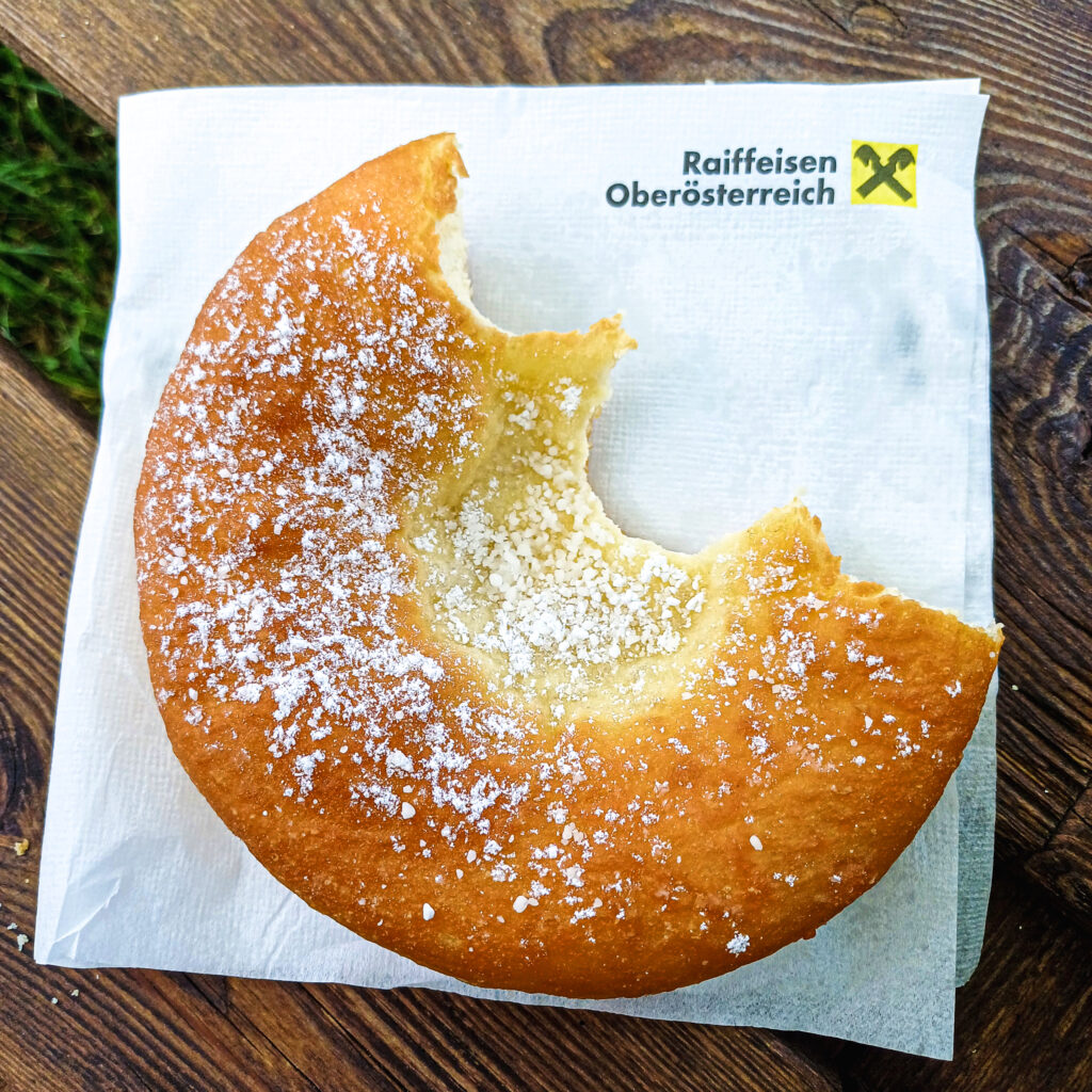 This Krapfen is brought to you by Raiffeisen Bank Oberösterreich